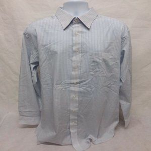 Men's XL 17 36/37 Emanuel Ungaro Long Sleeve White Striped Dress Shirt